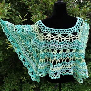 Seaside Crochet Poncho, Short Cape, Crochet Lacy Poncho