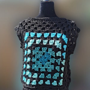 Granny Square Vest, 1970's Retro Vest, Reversible Sweater Vest, Granny Square Cardigan image 4