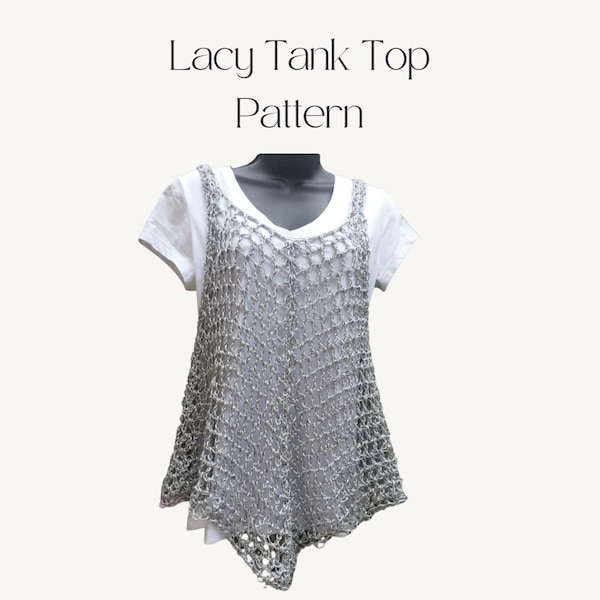 Patrón de Top de Crochet, Patrón de Camiseta de Encaje - Tallas: Pequeña - 2X diseñado por Claudia's Crochet Creations