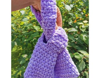 Crochet Velvet Japanese Knot Bag: Textured Mini Mosu Bag