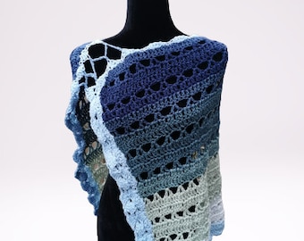 Crochet Cape, Crochet Boho-Chic Top, Asymmetrical Wrap