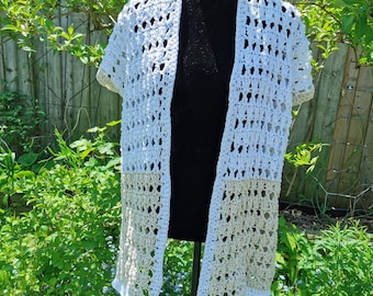 Chaleco de algodón bicolor, ideal para la playa. Tallas M-XL.