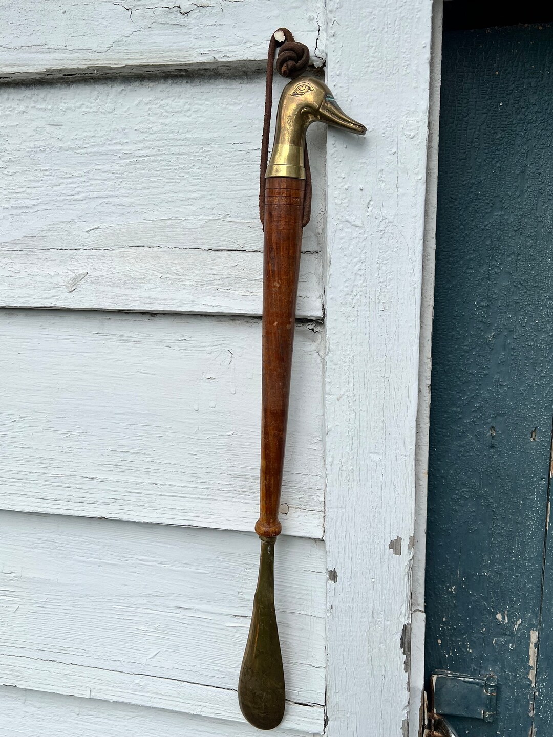 Vintage Wood & Brass Duck Head Shoehorn Etsy