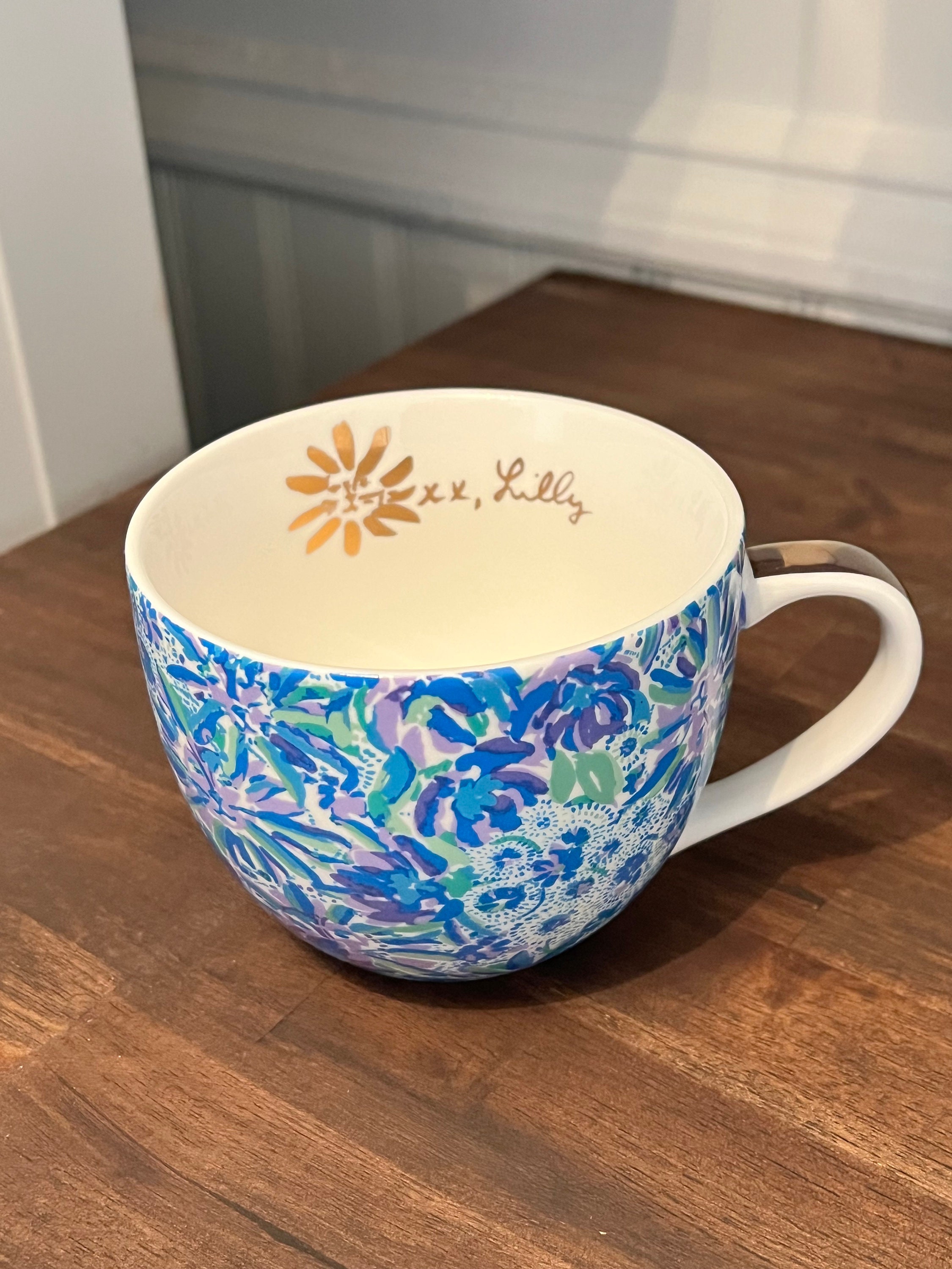Lilly Pulitzer Ceramic Coffee Tea Mug ~ Floral 12 oz. with Gold Accent