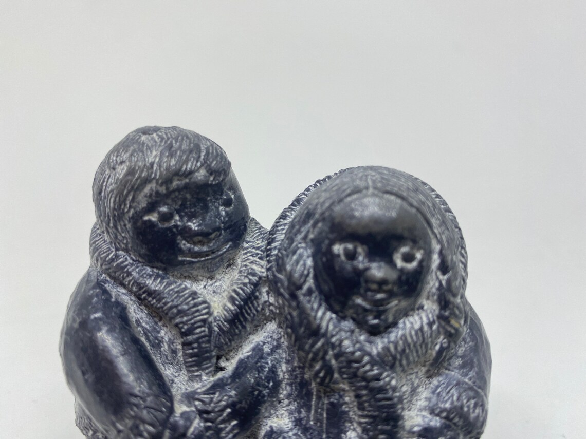 A Wolf Original Sculptures Canada Eskimo Couple Boy and Girl Etsy