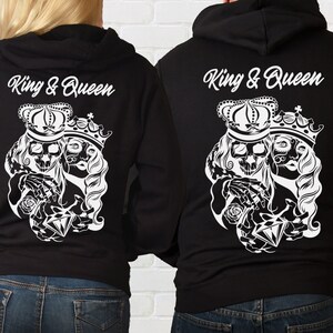 Sweatshirt à Capuche Couple King & Queen - Pullover Romantique Pour Valentine Ou Anniversaire