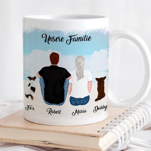 Personalisierte Tasse Herrchen und Hund Frauchen und Haustier mit Namen und Spruch Pärchentasse mit Hunden Kaffeebecher Kaffeetasse