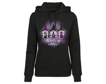 Women's hoodie What's Up Witches with gnomes witches Halloween black purple