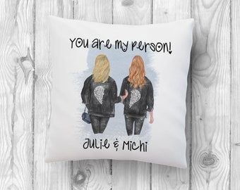 Personalisiertes Kissen für die beste Freundin bedruckt mit Namen und Spruch 40x40 cm weiß Geschenk