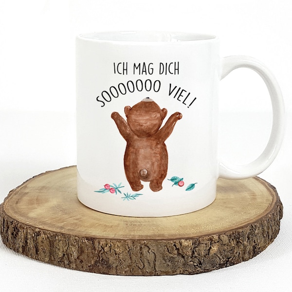 Tasse mit Bär und Spruch Ich mag dich soooo viel Bedruckte Kaffeetasse Bärchen