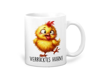 Lustige Kaffeetasse mit Spruch Verücktes Huhn Kaffeebecher Hühnchen Tasse