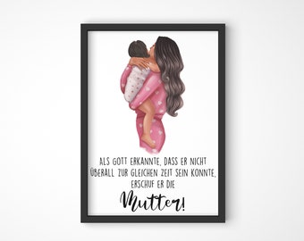 Poster with motif and saying Mama Kind A3 Poster Mother Art Print Wallart Poster with text Gift for Mother's Day Gift idea