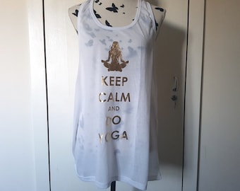 Yoga Top with print sports tank top white gold