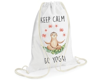 Custom gymbag with sloth Keep Calm Do Yoga Backpack with print gymsac
