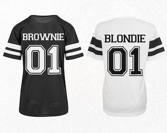 Trikot shirts with print Blondie Brownie jersey best friend sister gift idea