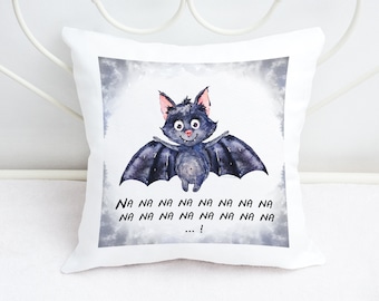 Pillow with bat print cushion animal 16" white