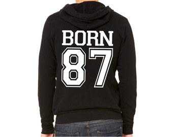 Personalisiertes Herren Sweatshirt individuell bedruckt Hoodie Jahreszahl Sweatjacke Geburtsjahr