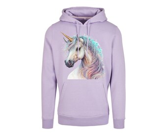 Traumhafter Damen Hoodie mit Einhorn Pastell lila schwarz