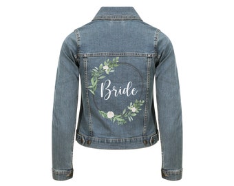 Personalized denim jacket for the bride Wedding jacket Hen party JGA Bridal jacket