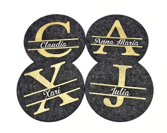 Personalized felt coasters with monogram and desired name coaster felt table decoration place card wedding celebration party guest gift