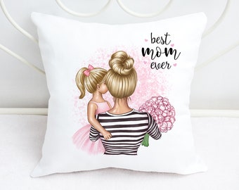 Custom throw pillow with print mom with kids mommy child son daughter mother's day gift idea