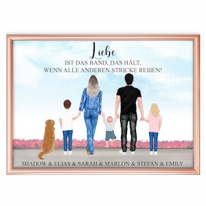 Póster personalizado con motivo familiar A3, póster artístico impreso, póster artístico de pared con texto de regalo para el Día del Padre, idea de regalo para el Día de la Madre