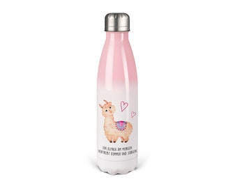 Trinkflasche mit Spruch Ein Alpaka am Morgen vertreibt Kummer und Sorgen 500 ml Thermosflasche mit Lama Motiv Edelstahl Thermoflasche