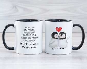Coffee Mug Want to Be My Penguin Printed Coffee Mug Valentine's Day Declaration of Love Cup