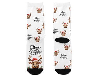 Witzige Weihnachtssocken mit Rentier Frohe Weihnachten xmas Socken Weihnachten