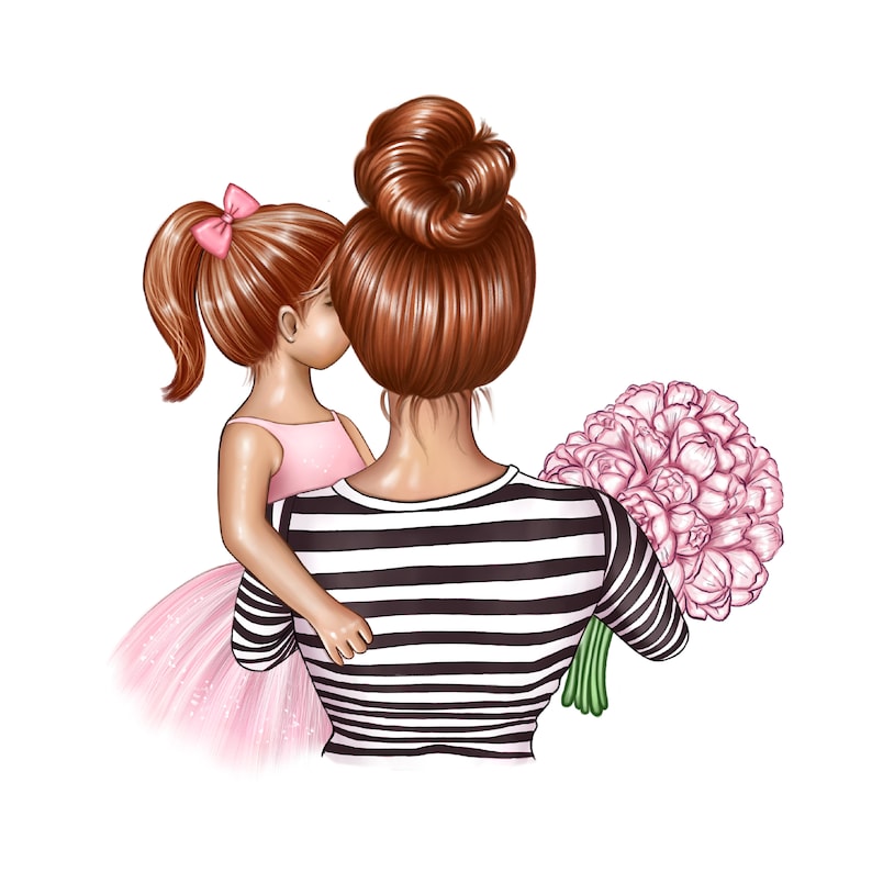 Puede incluir: Una madre y su hija se abrazan, la hija lleva un tut&uacute; rosa y la madre sostiene un ramo de flores rosas.