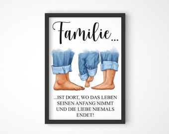 Poster with motif and saying Family A3 Poster Art Print Wallart Poster with Text Gift for Mother's Day Father's Day Gift Idea