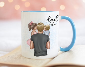 Personalisierte Tasse Papa mit Kind Vater Tochter Papi Sohn Vatertag Geschenk Kaffeetasse