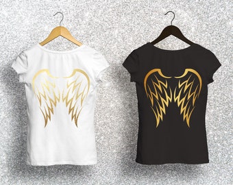 Womens T-Shirt with wings gold