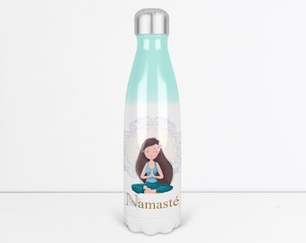 Botella para beber con texto Namaste Botella térmica de 500 ml con motivo de yoga Botella térmica de acero inoxidable