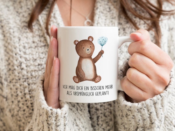 Bedruckte Tasse mit B/är und Spruch Ich mag dich sooooo viel