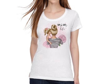 Personalisiertes T-Shirt Mama mit Kind Mutter Tochter Mami Sohn Mutter mit Kindern Mom und Kids Muttertag Geschenk