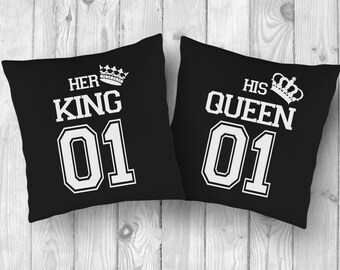 Set of 2 Pillows with print King & Queen 16“ black