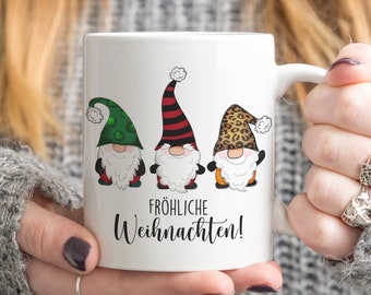 Weihnachtstasse mit Wichteln und Spruch bedruckte Tasse Fröhliche Weihnachten Weihnachtswichtel