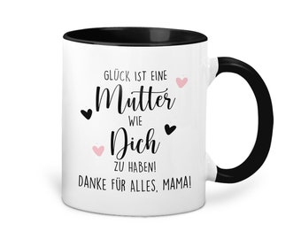 Kaffeetasse Muttertag mit Spruch Glück ist eine Mutter wie dich zu haben Danke Mama