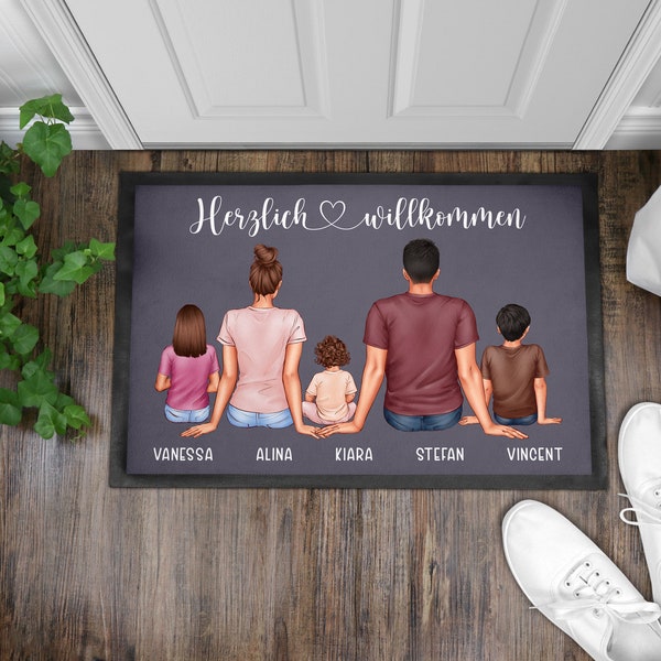 Personalized Doormat Family Children Welcome Doormat Housewarming Gift