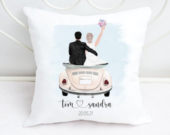 Personalized Pillow Wedding Gift with Name and Date Car Wedding Pillow Wedding Gift Couple Pillow