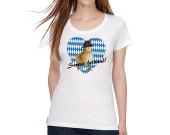 womens crew neck tee with bavarian duckling print