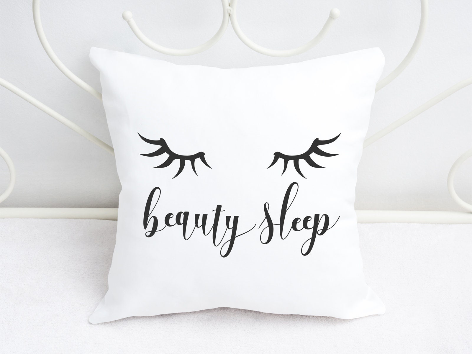 Pillow With Print Lashes Eyes 16“ Cushion With Print Beauty Sleep