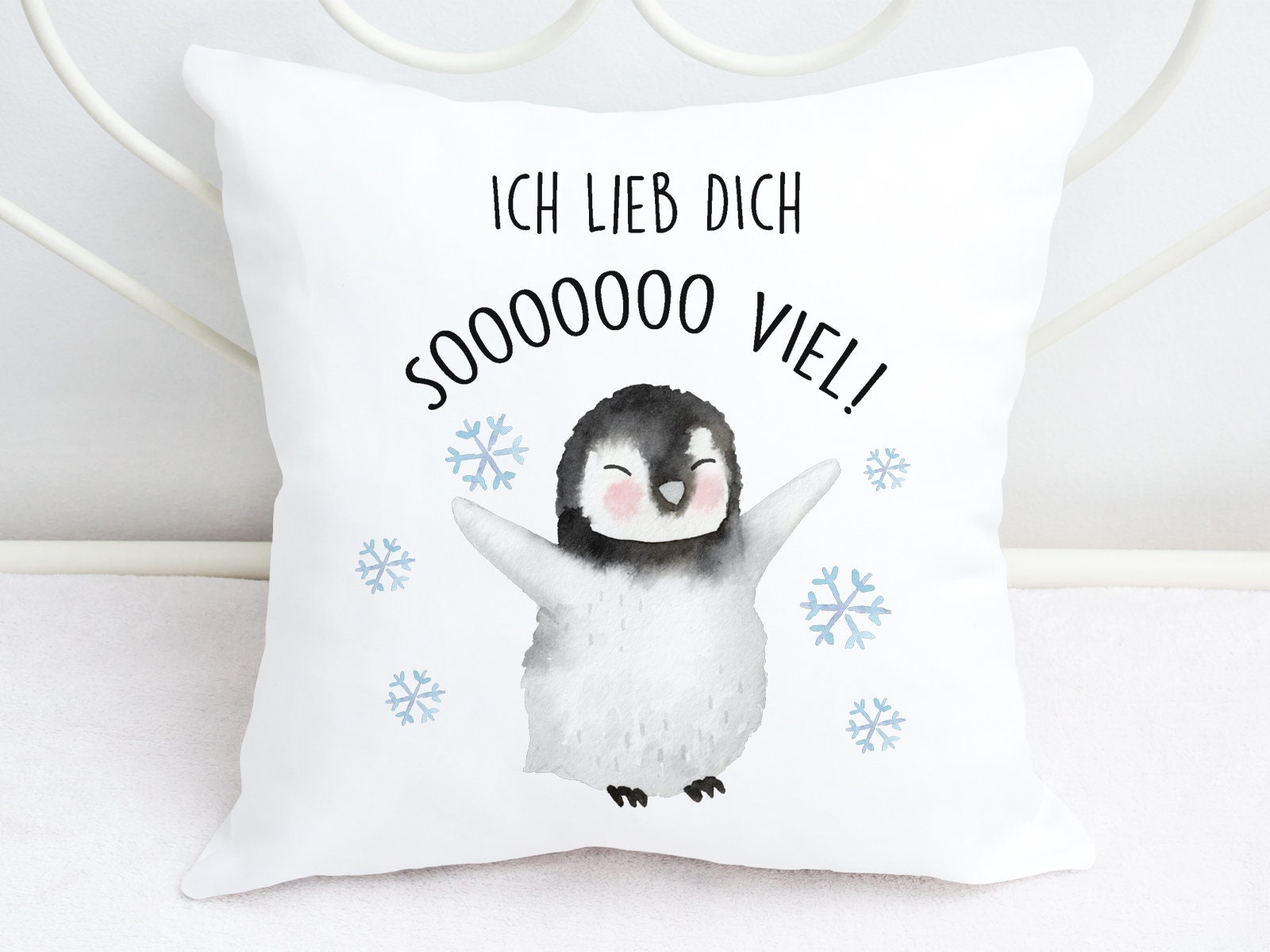 Kissen Mit Pinguin Und Spruch Ich Lieb Dich so Viel 40x40 Cm Etsy