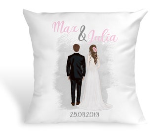 Personalisiertes Kissen Geschenk zur Hochzeit mit Namen und Datum Hochzeitskissen