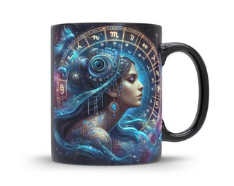 Sternzeichen Tasse schwarz Astrologie Kaffebecher Horoskop Kaffeetasse Tierkreiszeichen