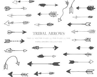 Clip art with 33 tribal arrows, arrow doodlws, arrow vector, arrrow design, arrows svg and eps, doodles vector, black tribal arrows, doodles