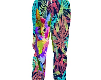 Cat Kitten Silhouette Children Cartoon Cotton Sweatpants Sport Jogger Elastic Pants