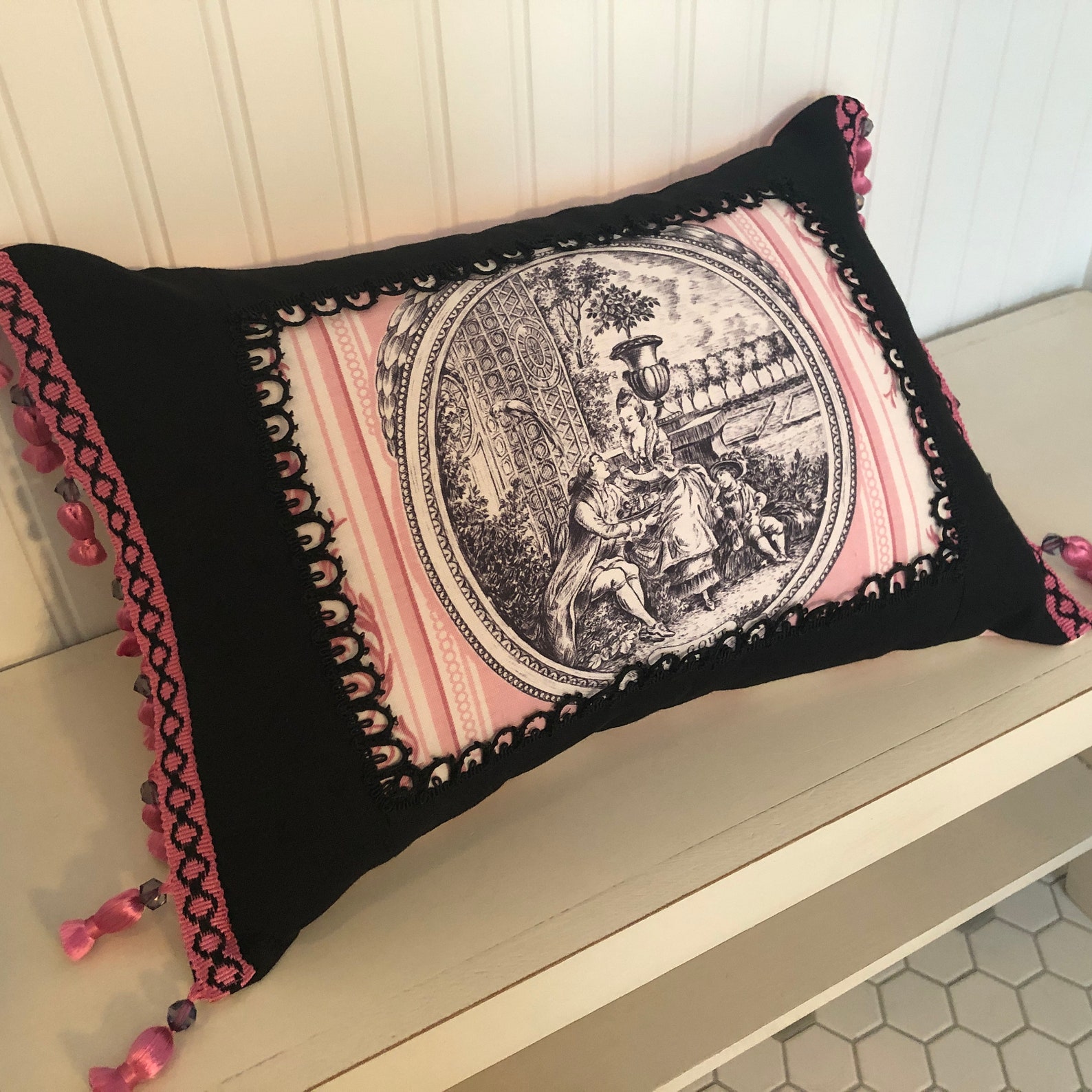 ANTIQUE FRENCH TOILE Pillow 1940s Vintage Handmade Decorative Etsy