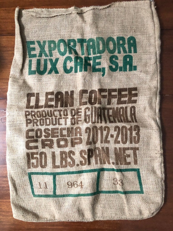 Vintage Burlap Coffee Bag, HUGE 150 lbs Feed Sack,